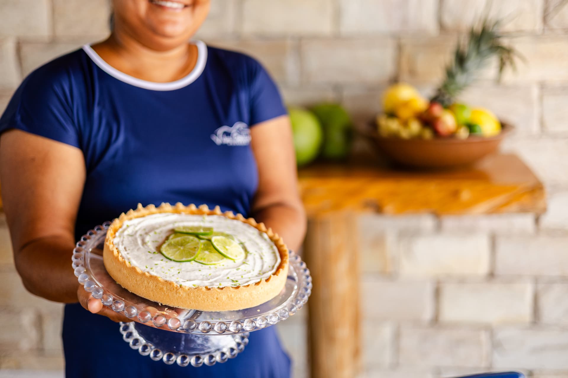 Torta artesanal servida no café da manhã da Vila Gallina
